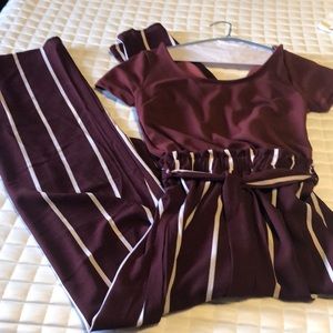 Francescas maroon jumpsuit. Size M